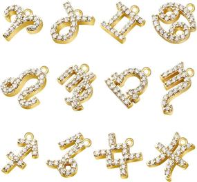 img 4 attached to 🌟 Sparkling Zodiac Sign Charms: 12-piece Glitter Constellation Theme Pendants with Rhinestones for DIY Jewelry Making – Necklaces, Bracelets, and More!