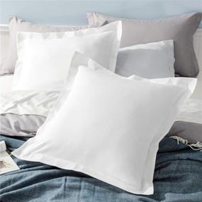 img 2 attached to 🛏️ Set of 2 Bedsure Euro Pillow Sham Covers 26x26 - Super Soft White European Pillow Shams, Cozy Brushed Microfiber Euro Sham Pillow Covers