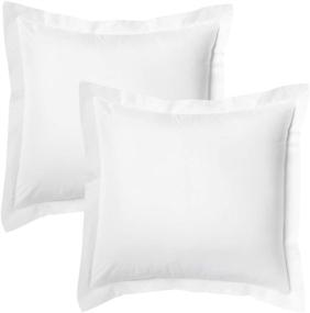 img 4 attached to 🛏️ Set of 2 Bedsure Euro Pillow Sham Covers 26x26 - Super Soft White European Pillow Shams, Cozy Brushed Microfiber Euro Sham Pillow Covers