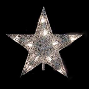 img 1 attached to 10.5 Inch Lighted Silver Glittered Wire Star Christmas Tree Topper with Clear Lights