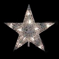 10.5 inch lighted silver glittered wire star christmas tree topper with clear lights logo