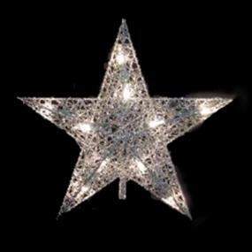 img 2 attached to 10.5 Inch Lighted Silver Glittered Wire Star Christmas Tree Topper with Clear Lights