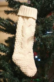 img 1 attached to 🎄 Toes Home 18 Inch Knitted Christmas Stockings: Pack of 2 Xmas Gift Bags in Cream