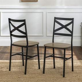 img 3 attached to 🪑 Walker Edison X Back Industrial Farmhouse Armless Dining Chairs Kitchen, Set Of 2, Driftwood: Wood and Metal Elegance