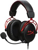 red hyperx cloud alpha gaming headset - dual chamber drivers, legendary comfort, aluminum frame, 🎧 detachable microphone - compatible with pc, ps4, ps5, xbox one, xbox series x, s, nintendo switch, mobile logo