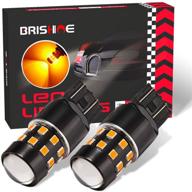 🌟 brishine super bright 7443 7440 992 t20 7444na led bulbs: amber yellow, non-polarity, 24-smd chipsets with projector for turn signal & side marker lights (pack of 2) logo