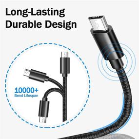 img 1 attached to 🔌10FT кабель для зарядки Micro USB: быстрый кабель-зарядное устройство 3 шт. для Samsung Galaxy, LG, Moto, Kindle Fire, PS4, Xbox - черный