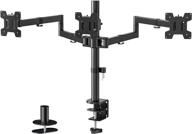🖥️ wali triple lcd monitor desk mount - fully adjustable horizontal stand for 3 screens up to 27 inch, 22 lbs. weight capacity per arm (m003s), black logo