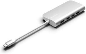 img 4 attached to 🔌 Juiced Systems Серебряный БизХАБ USB-C Мультипортовый адаптер с гигабитным Ethernet-портом, HDMI-портом 4K, 3 портами USB 3.0, слотами для SD/ Micro SD карты памяти и поддержкой USB-C Power Delivery