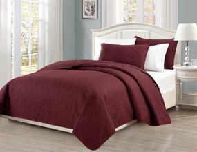 img 1 attached to 🛏️ Mk Collection Diamond Burgundy Bedspread: Over Size 118"x 106" King/California King Bed Cover Embossed in Solid Burgundy - Brand New