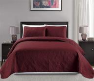 🛏️ mk collection diamond burgundy bedspread: over size 118"x 106" king/california king bed cover embossed in solid burgundy - brand new logo