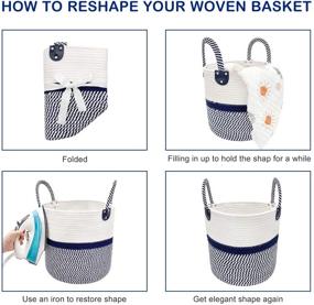 img 1 attached to 🧺 Woven Storage Basket with Handles: MHB Large Blanket Basket for Laundry, Toys, and Clothing Organization