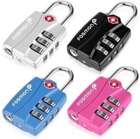 img 3 attached to Fosmon TSA Approved Luggage Locks - 4 Pack, Open Alert Indicator, 3 Digit Combination Padlock Codes, Alloy Body - Ideal for Travel Bags, Suitcases, Lockers, Gym, Bike Locks - Black, Blue, Pink, Silver