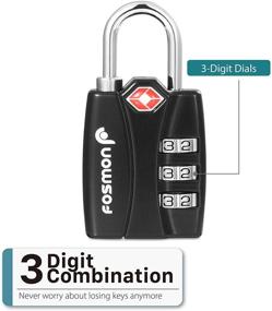 img 1 attached to Fosmon TSA Approved Luggage Locks - 4 Pack, Open Alert Indicator, 3 Digit Combination Padlock Codes, Alloy Body - Ideal for Travel Bags, Suitcases, Lockers, Gym, Bike Locks - Black, Blue, Pink, Silver