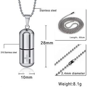 img 3 attached to Мужское/женское ожерелье с капсулой для таблеток из нержавеющей стали - ожерелье-подвеска LAFATINA с капсулой-сосудом для медицинских предупреждений и держателем медицинской карточки для мальчиков, девочек и пожилых людей