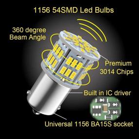 img 2 attached to 🔆 Melphan-Auto 1156 LED Bulb, 1141 1003 BA15S LED, 12V-24V 54-SMD 3014 Chips White LED Bulb for RV Camper Trailer Trunk Vehicle Interior Lights Tail Backup Reverse Parking Lights - Pack of 4