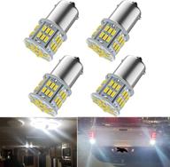 🔆 melphan-auto 1156 led bulb, 1141 1003 ba15s led, 12v-24v 54-smd 3014 chips white led bulb for rv camper trailer trunk vehicle interior lights tail backup reverse parking lights - pack of 4 logo