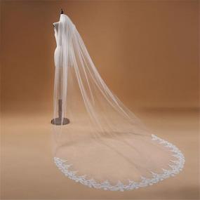 img 3 attached to 👰 Monolayer Cathedral Bridal Veil Wedding Accessory for Women