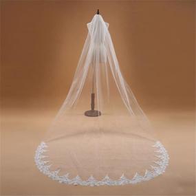 img 1 attached to 👰 Monolayer Cathedral Bridal Veil Wedding Accessory for Women