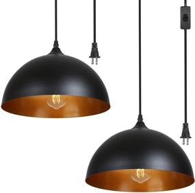 img 4 attached to 🔌 Tomshine Plug-in Pendant Lights (2 Pack) - Metal Dome Hanging Pendant Lights with 15FT Plug-in Cord, On/Off Switch, for E26 Bulbs, Black Barn Pendant Lights for Farmhouse Kitchen, Dining Room, Bedroom