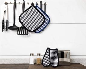 img 3 attached to 🍳 5 PCS Cotton Pot Holders with Great Heat Resistance - Hot Pads, Trivets for Cooking and Baking Black