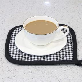 img 2 attached to 🍳 5 PCS Cotton Pot Holders with Great Heat Resistance - Hot Pads, Trivets for Cooking and Baking Black