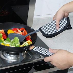 img 1 attached to 🍳 5 PCS Cotton Pot Holders with Great Heat Resistance - Hot Pads, Trivets for Cooking and Baking Black