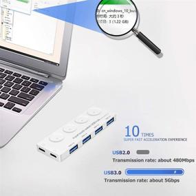 img 1 attached to 💻 USB 3.0 Hub - 4 Port Data Hub Adapter with Expandable Charging Cable for High-Speed Data Transmission - Compatible with Mac OS, Windows 7/8/10 and More