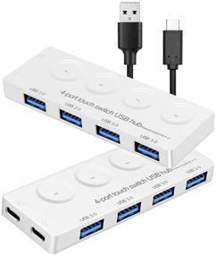 img 4 attached to 💻 USB 3.0 Hub - 4 Port Data Hub Adapter with Expandable Charging Cable for High-Speed Data Transmission - Compatible with Mac OS, Windows 7/8/10 and More