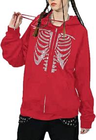 img 3 attached to Skeleton Portrait Oversized Cardigan Sweatshirt Women's Clothing for Coats, Jackets & Vests