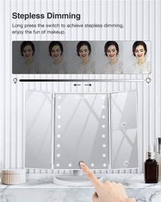 img 2 attached to TICWELL Essential Makeup Mirror with LED Lights - Trifold, Adjustable Touch Control, 1x 2X 3X Magnification, 180°Rotation, Portable Vanity Lighted Mirror