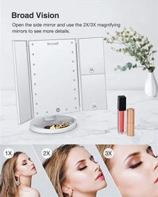 img 3 attached to TICWELL Essential Makeup Mirror with LED Lights - Trifold, Adjustable Touch Control, 1x 2X 3X Magnification, 180°Rotation, Portable Vanity Lighted Mirror