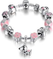 lucky charm bracelet for daughter: presentski's love and clover silver plated lucky dog charm bracelet logo