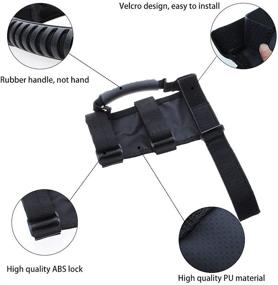 img 3 attached to 🚙 Enhanced Grip Handle for Jeep Wrangler CJ YJ TJ JK JK JL JLU JT - JeCar Roll Bar Grab Handles (4Pcs, Black)