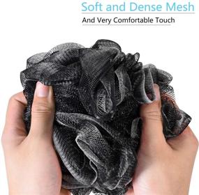 img 2 attached to 🛀 Yoget Charcoal Bath Loofah Sponge, 4 Pack Black 60G Large Shower Mesh Ball: Ultimate Skin Exfoliation and Cleansing Experience