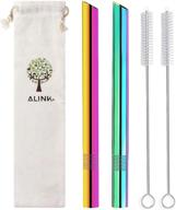 🥤 premium alink metal boba straws: stylish pointed design, reusable, and colored - perfect for bubble tea/tapioca pearl drinks! includes 2 straws, 2 cleaning brushes, and 1 travel case logo