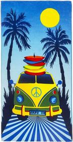 img 2 attached to 🚐 Ultimate Road Trip Essential: Surfer Peace Van Velour Beach Towel | 30x60 inch | 100% Cotton Terry | Summer Must-Have