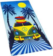 🚐 ultimate road trip essential: surfer peace van velour beach towel | 30x60 inch | 100% cotton terry | summer must-have logo