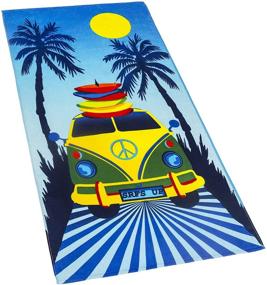 img 3 attached to 🚐 Ultimate Road Trip Essential: Surfer Peace Van Velour Beach Towel | 30x60 inch | 100% Cotton Terry | Summer Must-Have