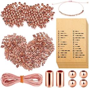 img 4 attached to 📿 Morse Code Bracelet Jewelry Making Set: DIY 400 Round & 400 Tube Spacer Beads, 20 Decoding Cards, Leather Cord - Handmade Morse Code Necklace