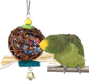 img 3 attached to 🦜 Kassbest Bird Parrot Chewing Toys: Natural Rattan Ball Cage Toy, Foraging Shredder & Beak Grinding Stone - Calcium Supplement for Budgie Lovebirds Conures Parakeet - 2 Pack