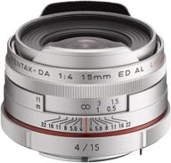 pentax k-mount hd da 15mm f/4 ed al fixed lens for pentax kaf cameras (limited silver) - top-notch image quality and distinctive design logo