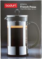 ☕ кофеварка bodum kenya french press: 8 чашек, 34 унции, нержавеющая сталь и черный логотип