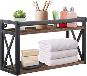 img 4 attached to 🛁 Y&ME YM 2-Tier Bathroom Wall Shelf: Black Metal Rustic Towel Rack for Bathroom & Beyond