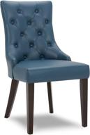 chita leather upholstered dining chairs, mid-century modern padded blue kitchen chair with tufted design логотип