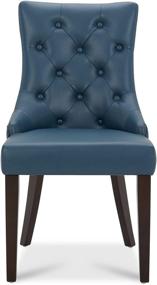 img 3 attached to CHITA Leather Upholstered Dining Chairs, Mid-Century Modern Padded Blue Kitchen Chair with Tufted Design