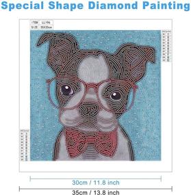 img 3 attached to MXJSUA 5D Special Shape Diamond Painting Kit - DIY Crystal Rhinestone Drill Picture Art Craft Home Wall Decor 12x12In Dog with Glasses