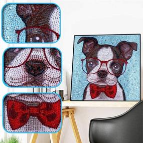 img 2 attached to MXJSUA 5D Special Shape Diamond Painting Kit - DIY Crystal Rhinestone Drill Picture Art Craft Home Wall Decor 12x12In Dog with Glasses