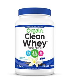 img 4 attached to Orgain Grass Fed Clean Whey Protein Powder: Vanilla Bean Flavor, 21g Protein, Low Net Carbs, Gluten Free, Soy Free, No Sugar Added, Kosher & Non-GMO - 1.82 Lb Pack