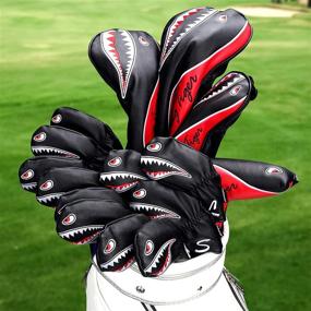 img 3 attached to 🦈 Craftsman Golf 11-Piece Long Neck Iron Headcover Set - Shark Sock Design, with Covers for 4, 5, 6, 7, 8, 9, P, A, S, L, and X Clubs